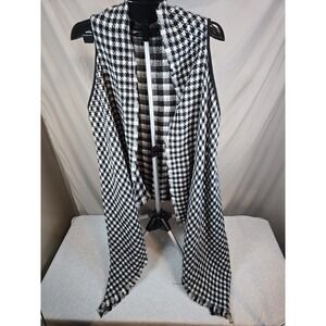 New T.P.O. Black And White One Size Long Open Carnigan Vest